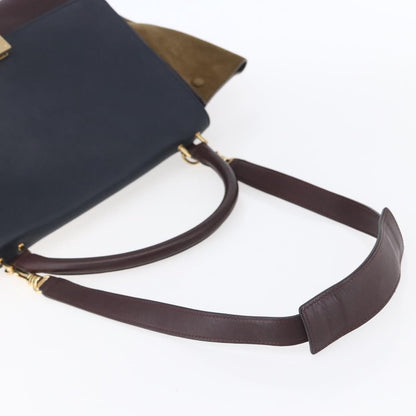 Celine Tricolor Trapeze Bag Leather, BROWN, LEATHER, Handbag