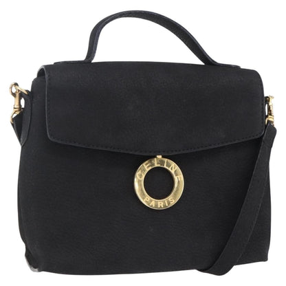 Celine Circle Logo Shoulder Bag Leather, BLACK, LEATHER, Shoulder bag