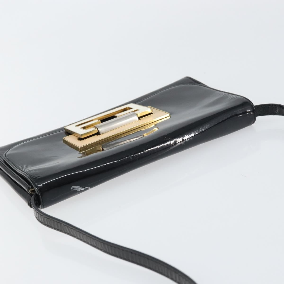 Fendi Vintage Shoulder Bag Enamel, BLACK, PATENT_LEATHER, Shoulder bag