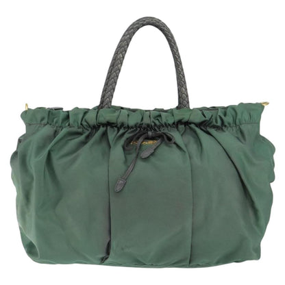 Prada Convertible Bow Tote Tessuto, Green, Nylon, Handbag