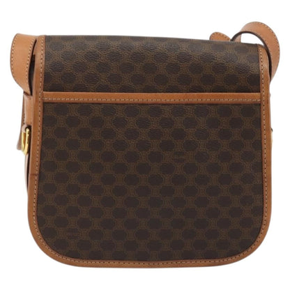 Celine Vintage Macadam Shoulder Bag Canvas and Leather, Brown, Canvas, Shoulder Bag