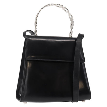 Salvatore Ferragamo Gancini handbag Leather, BLACK, LEATHER, Handbag