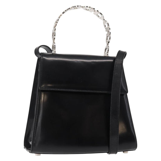 Salvatore Ferragamo Gancini handbag Leather, BLACK, LEATHER, Handbag