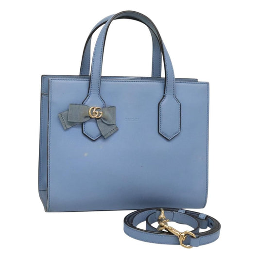 Gucci GG Ribbon Tote Leather, BLUE, LEATHER, Shoulder bag