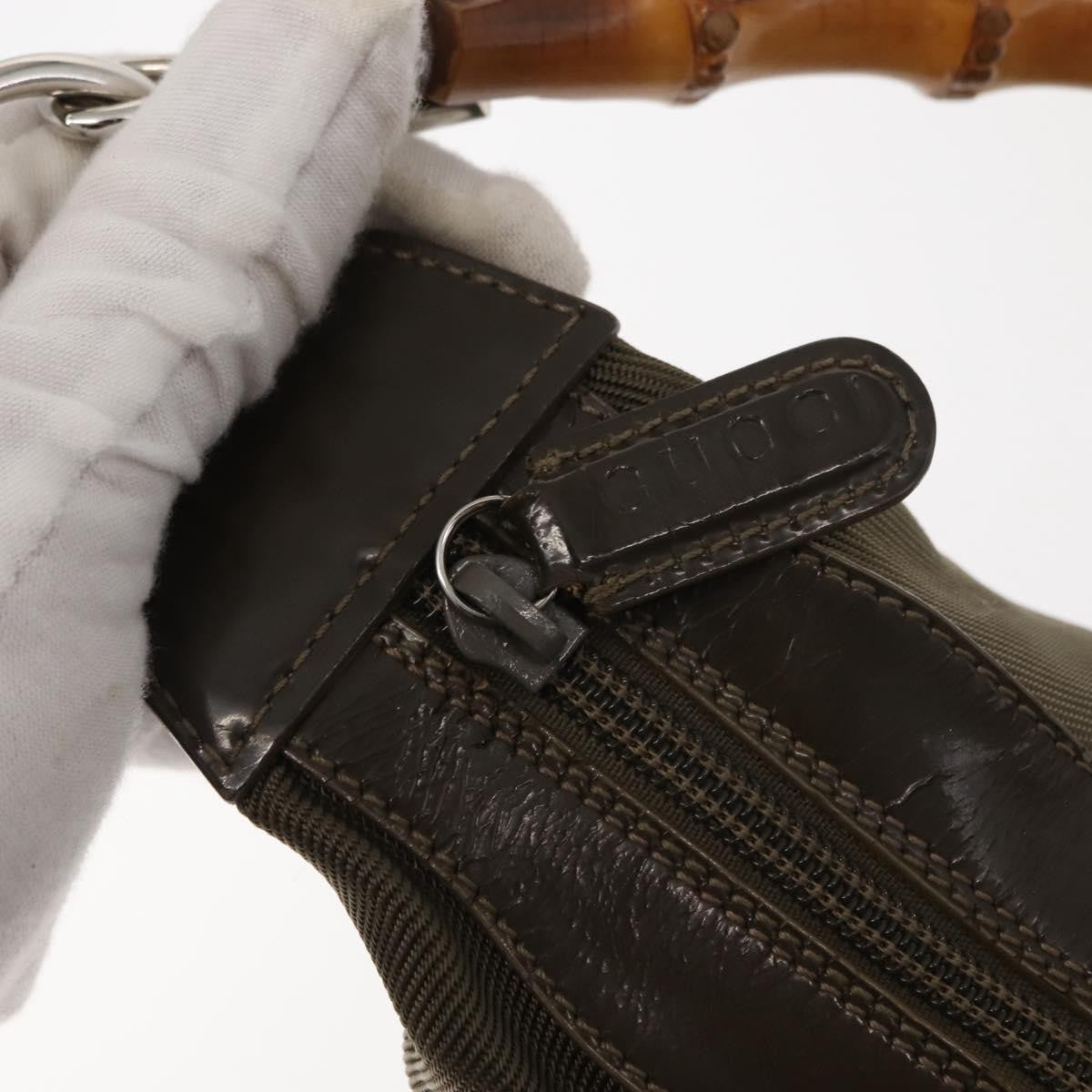 Gucci Vintage Bamboo Handle Bag Nylon, KHAKI, NYLON, Handbag