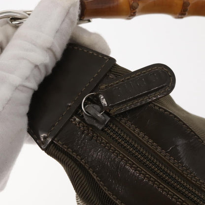 Gucci Vintage Bamboo Handle Bag Nylon, KHAKI, NYLON, Handbag