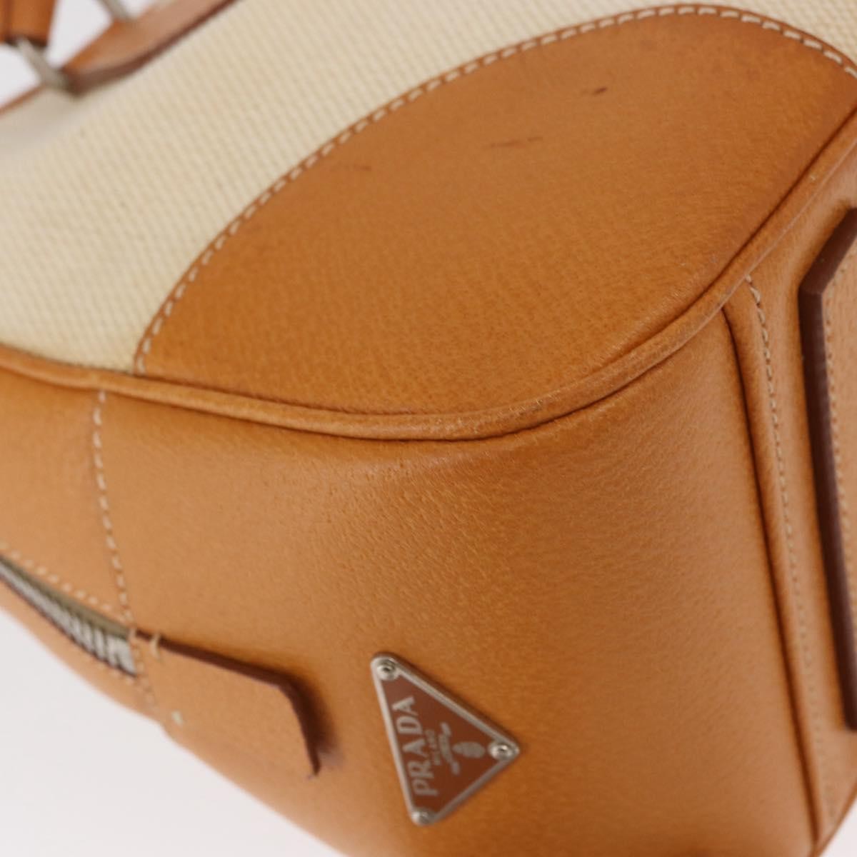 Prada Bowler Bag Canvas with Leather, BEIGE, CANVAS, Handbag