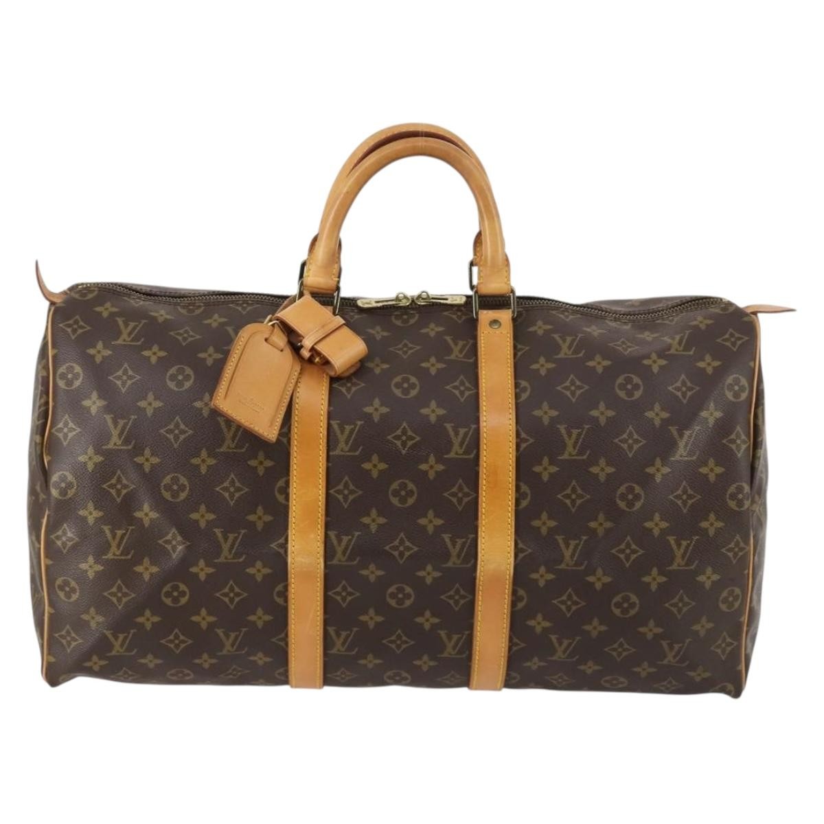 Louis Vuitton Keepall Bag Monogram Canvas, BROWN, CANVAS, Travel bag