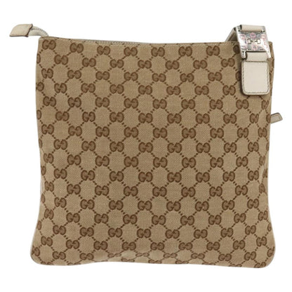 Gucci Flat Messenger Bag GG Canvas, BEIGE, CANVAS, Shoulder bag