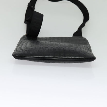 Salvatore Ferragamo Gancini Shoulder Bag Leather, BLACK, LEATHER, Shoulder bag