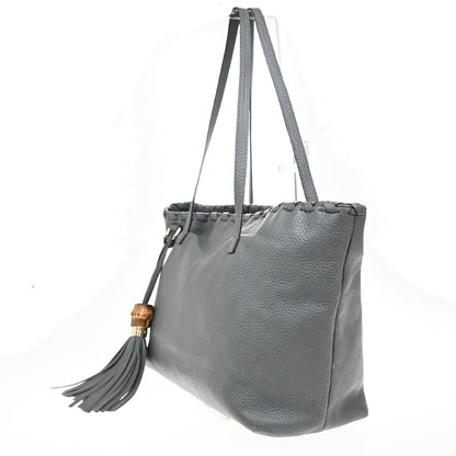 Gucci Bamboo Tassel Tote Leather, GRAY, LEATHER, Tote bag