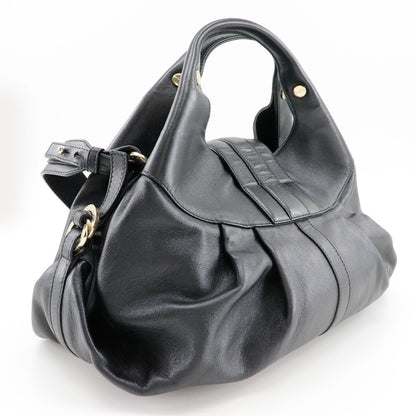 Bvlgari Chandra Hobo Leather, Black, Leather, Handbag