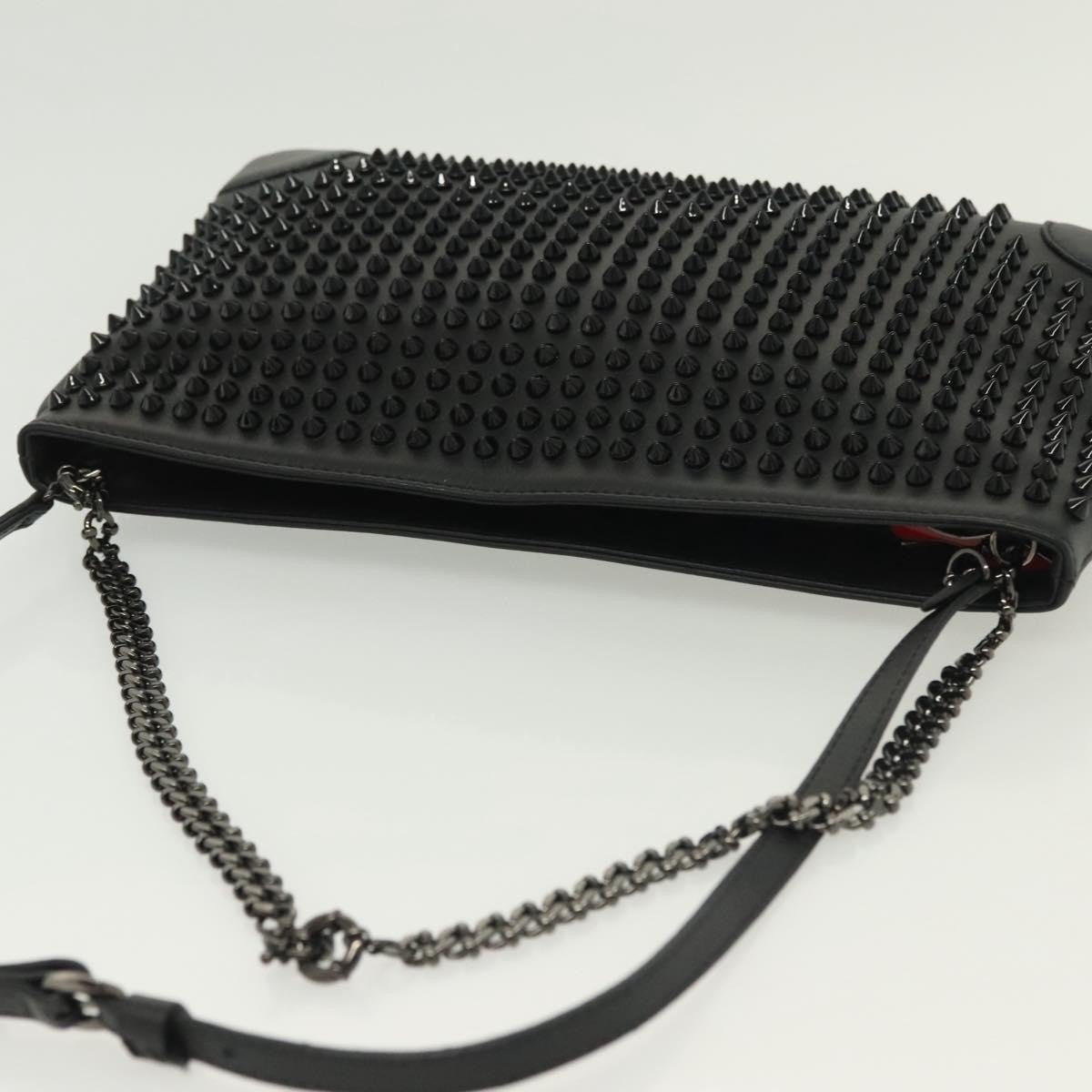 Christian Louboutin Loubiclutch Spiked Leather, BLACK, LEATHER, Shoulder bag