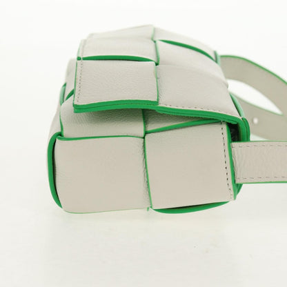 Bottega Veneta Cassette Crossbody Bag Maxi Intrecciato Leather, WHITE, LEATHER, Shoulder bag