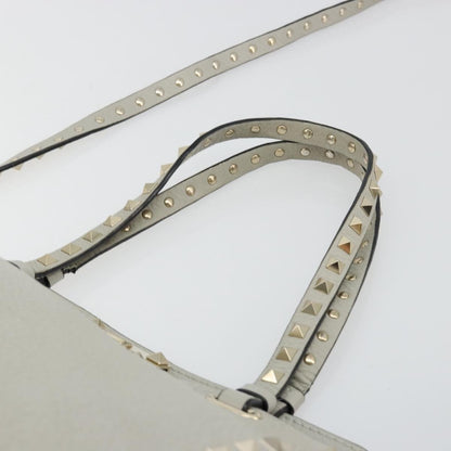 Valentino Garavani Rockstud Tote Textured Leather, Gray, Leather, Tote Bag