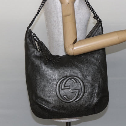 Gucci Soho Chain Hobo Leather, SILVER, LEATHER, Shoulder bag