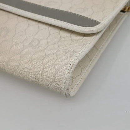 Christian Dior Vintage Honeycomb chain Canvas, WHITE, CANVAS, Handbag