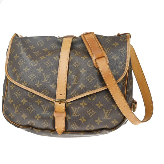 Louis Vuitton Saumur Handbag Monogram Canvas, BROWN, CANVAS, Shoulder bag