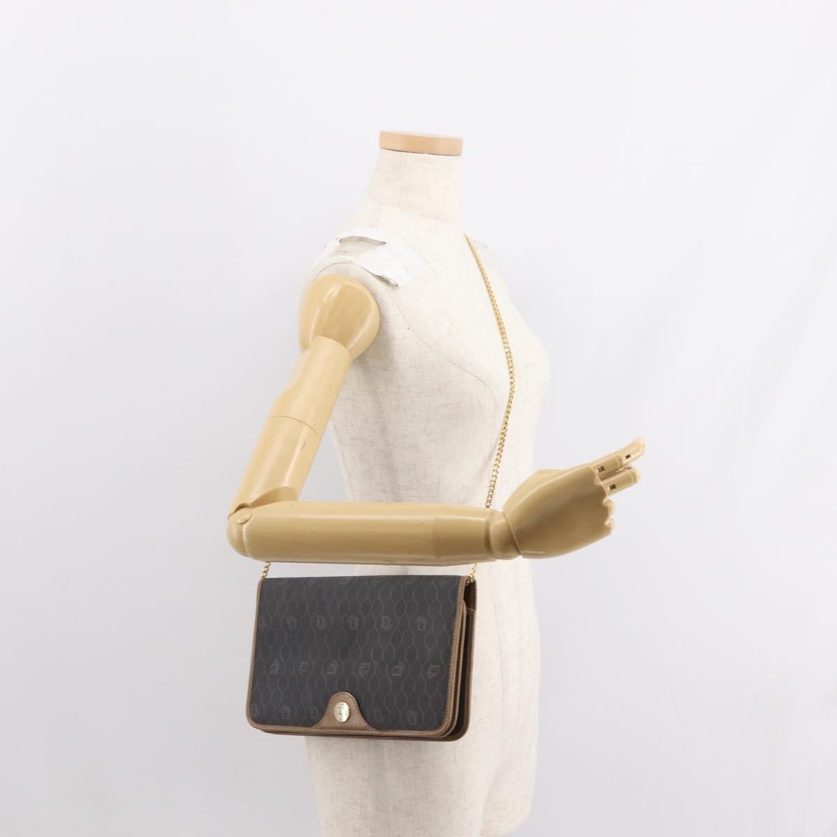 Christian Dior Vintage Honeycomb chain Canvas, BLACK, CANVAS, Shoulder bag