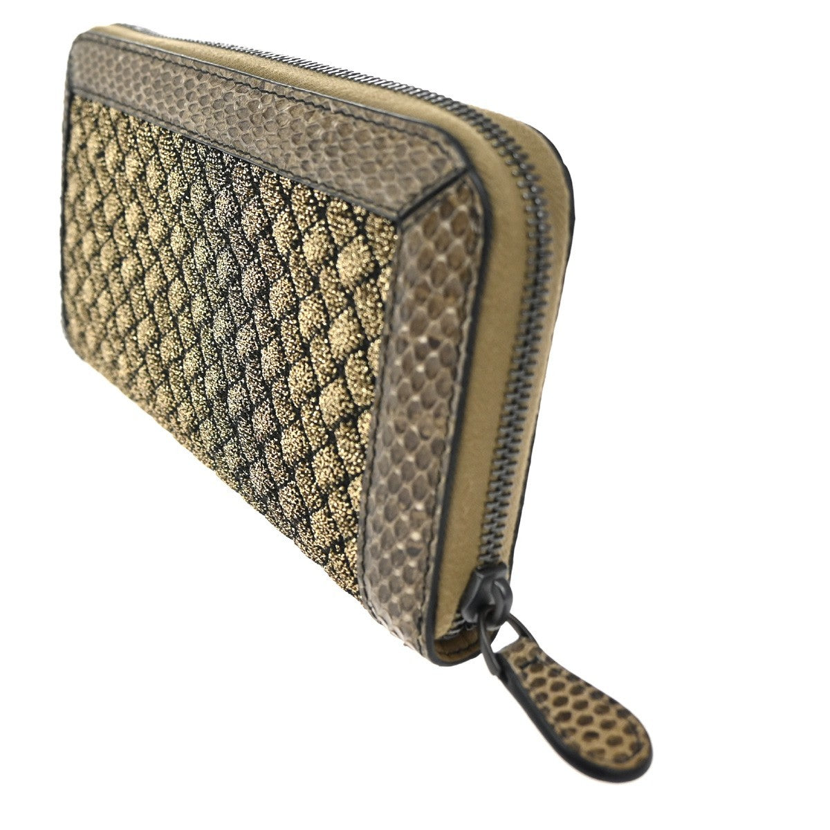Bottega Veneta Intrecciato Long Zip  Wallet Leather, Brown, Leather, Wallet