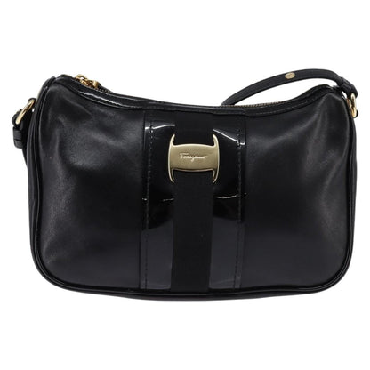 Salvatore Ferragamo Vala Shoulder Bag Leather, BLACK, LEATHER, Shoulder bag