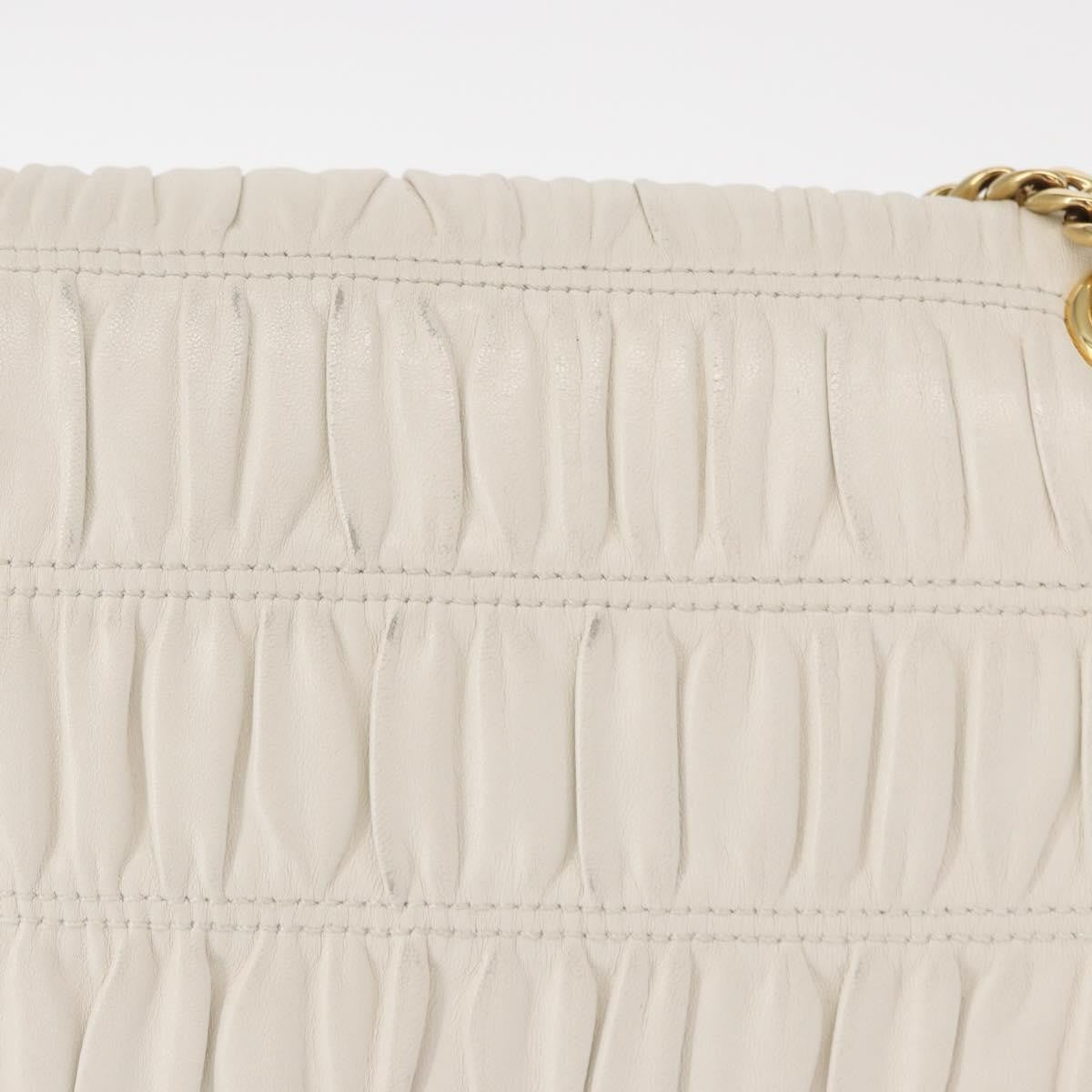 Prada Chain Flap Shoulder Bag Nappa Gaufre, WHITE, LEATHER, Shoulder bag
