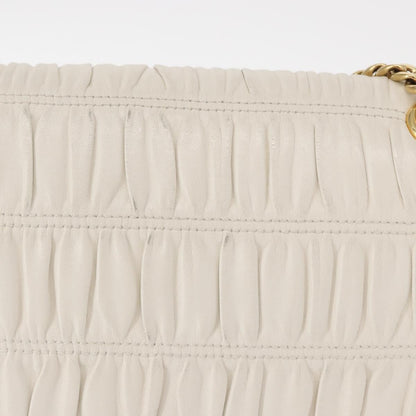 Prada Chain Flap Shoulder Bag Nappa Gaufre, WHITE, LEATHER, Shoulder bag