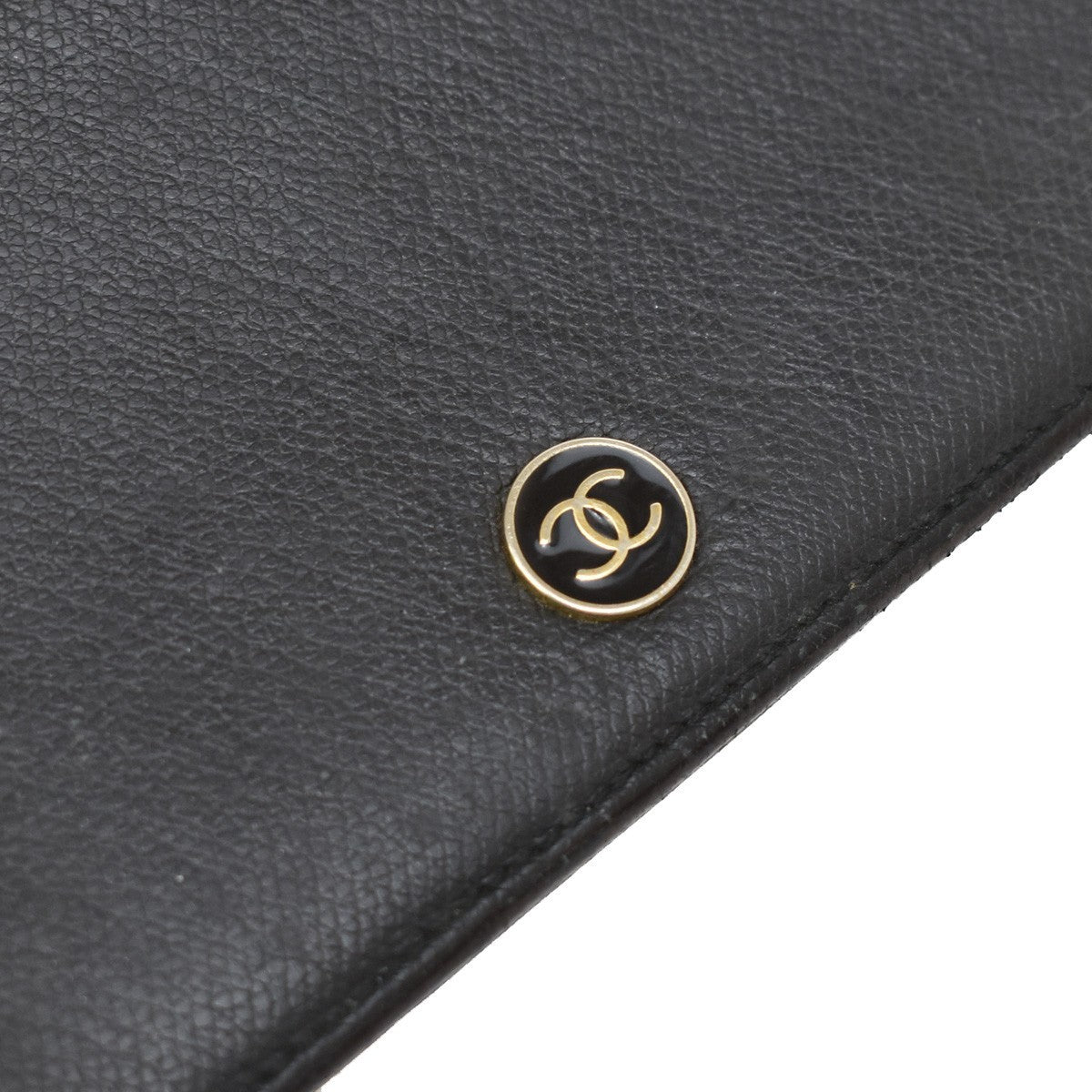 Chanel CC Button Bi-Fold Wallet Leather, BLACK, LEATHER, Wallets