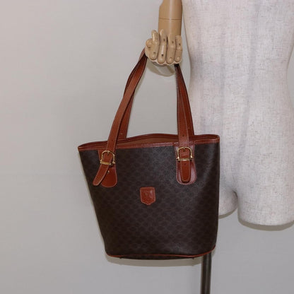 Celine Vintage Macadam Shopper Tote Coated Canvas, BROWN, CANVAS, Tote bag