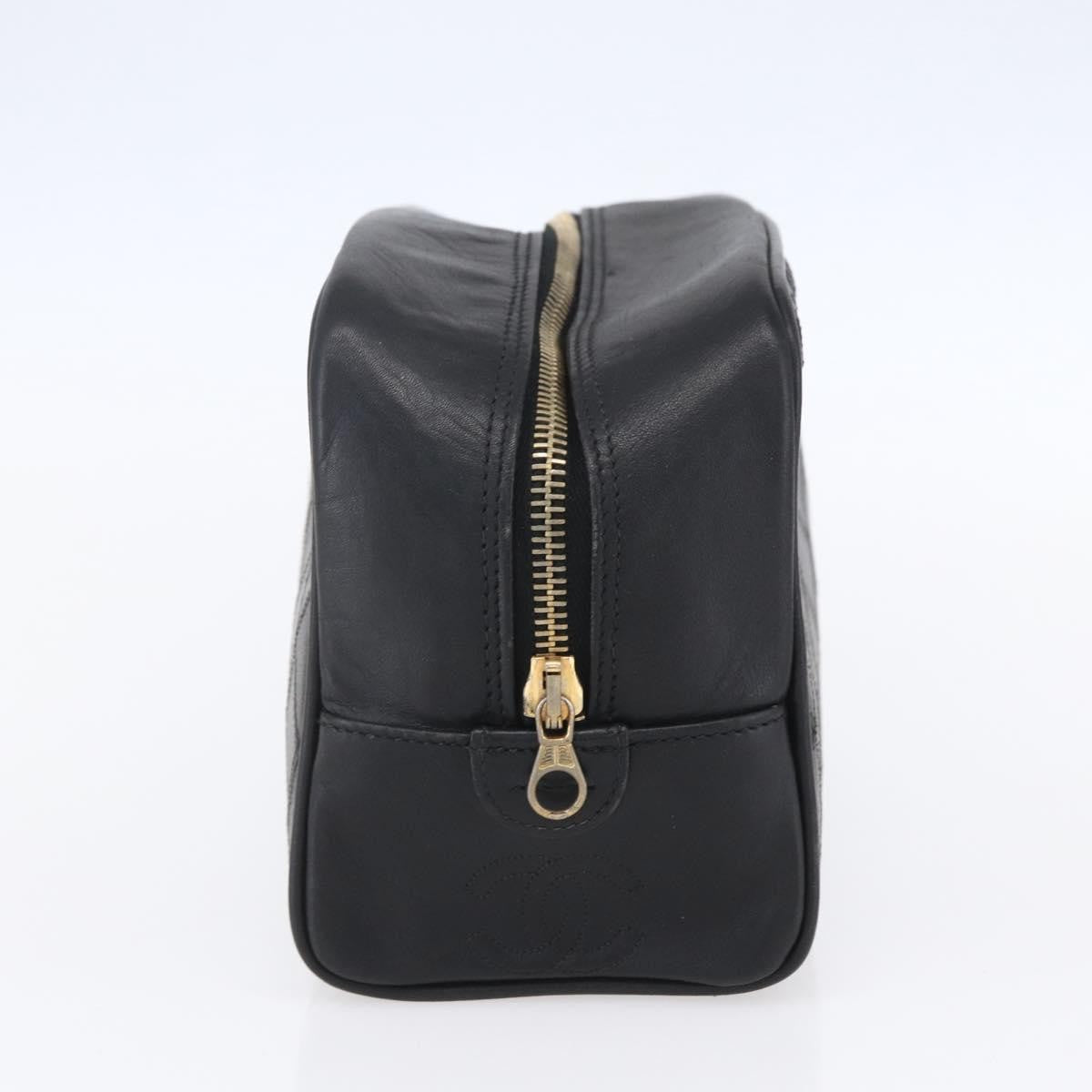 Chanel Vintage Toiletry Pouch Leather, Black, Patent Leather, Clutch