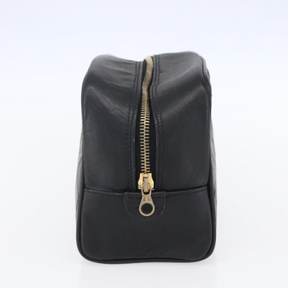 Chanel Vintage Toiletry Pouch Leather, Black, Patent Leather, Clutch