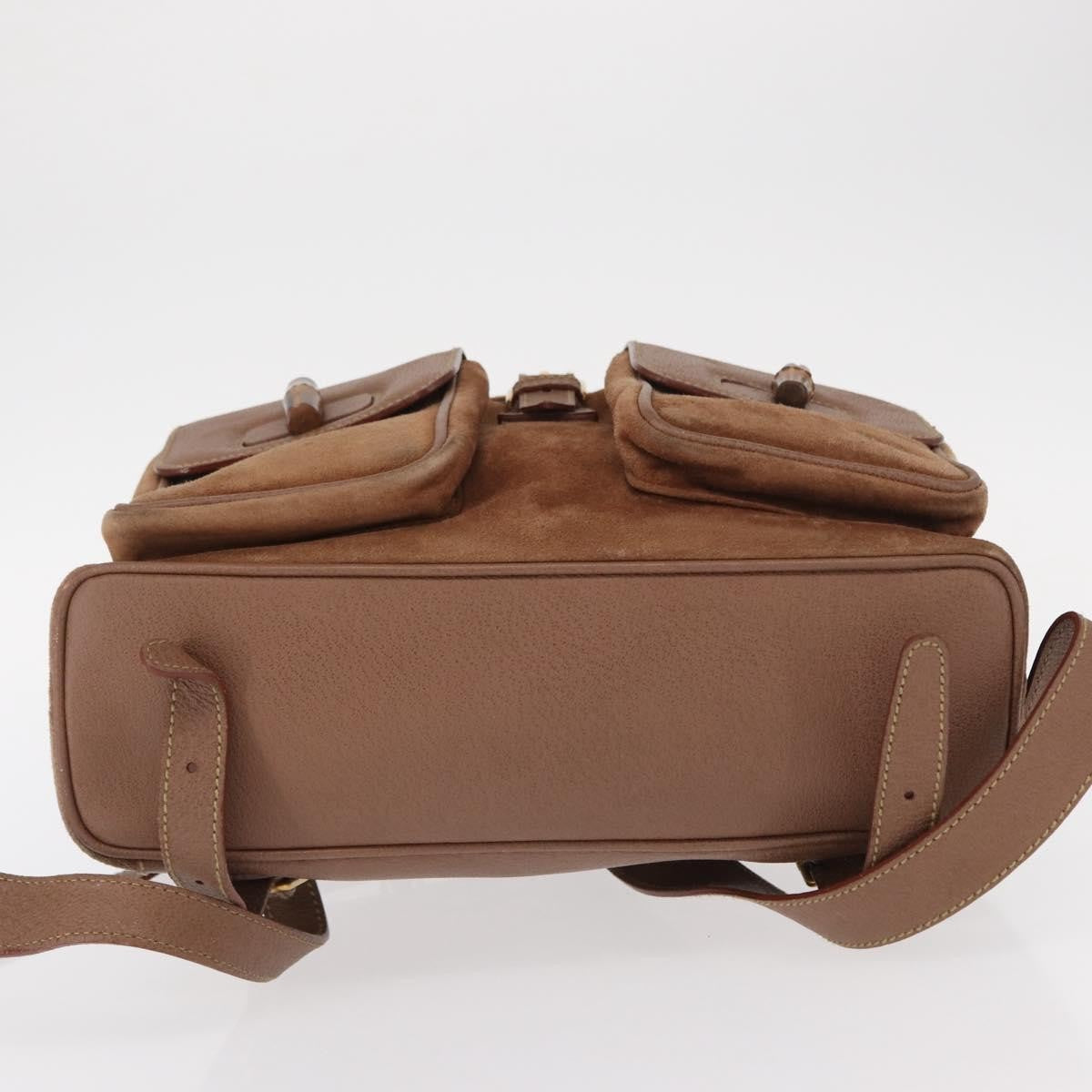 Gucci Vintage Bamboo Backpack Suede, BROWN, SUEDE, Backpack