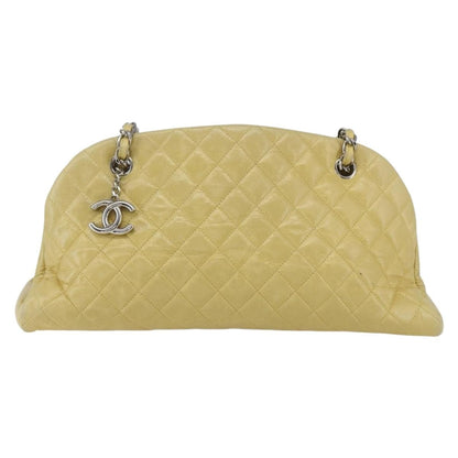 Chanel Just Mademoiselle Bag Quilted Aged Calfskin, YELLOW, LEATHER, Shoulder bag