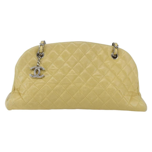 Chanel Just Mademoiselle Bag Quilted Aged Calfskin, YELLOW, LEATHER, Shoulder bag