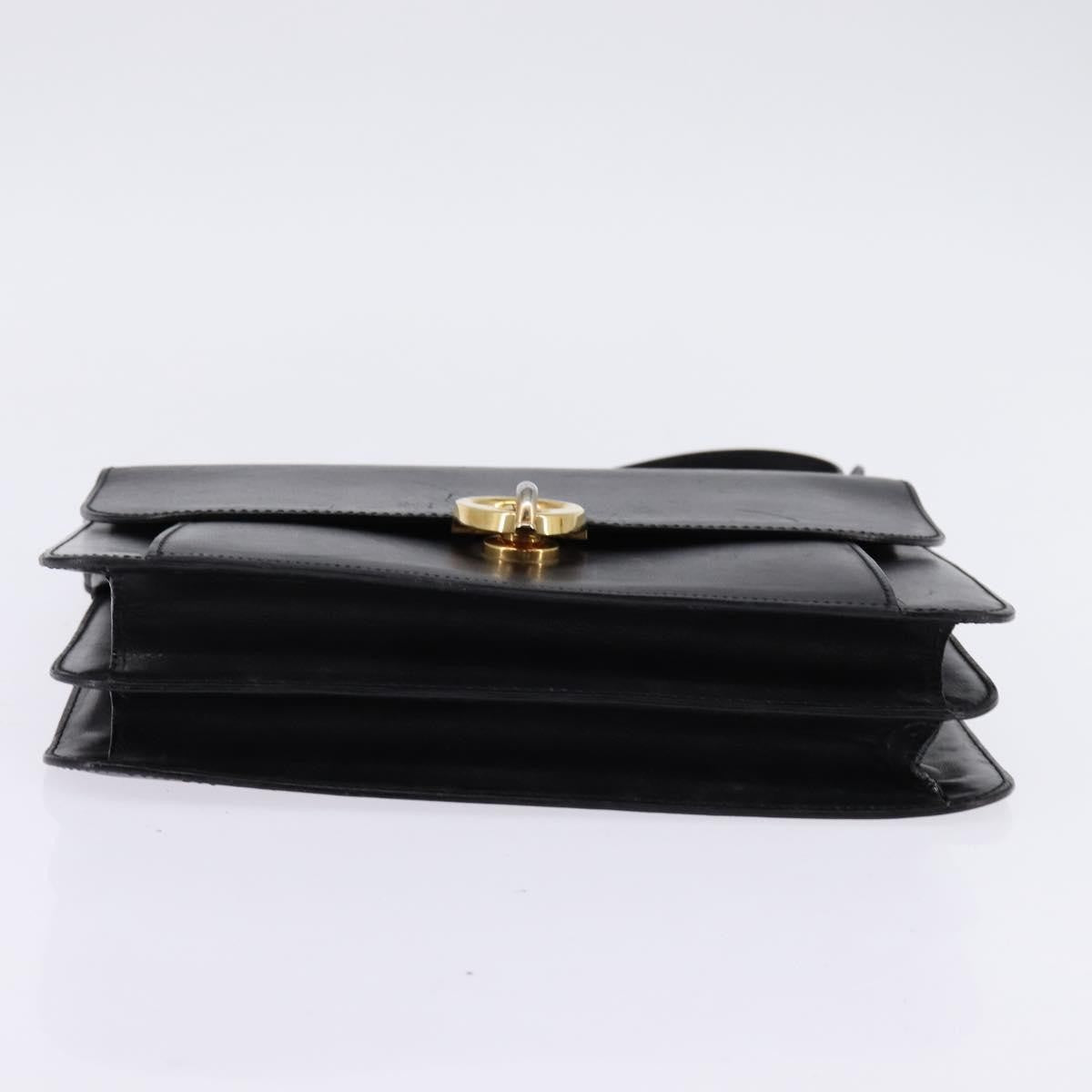 Celine Flap Shoulder Bag Leather, BLACK, LEATHER, Shoulder bag
