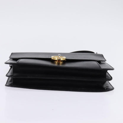 Celine Flap Shoulder Bag Leather, BLACK, LEATHER, Shoulder bag