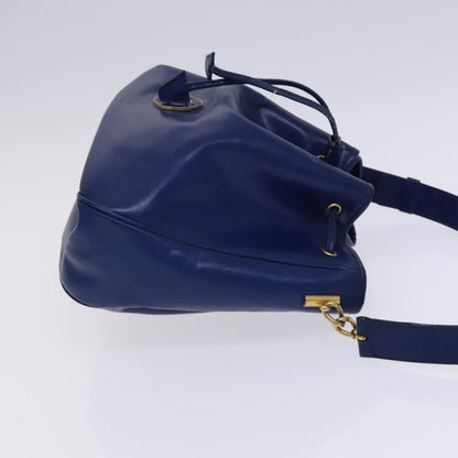 Celine Circle logo Leather, BLUE, LEATHER, Shoulder bag