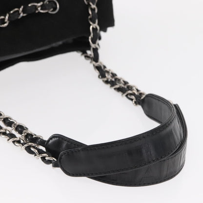 Chanel Vintage CC Charm Tote Chevron Canvas, BLACK, CANVAS, Tote bag