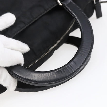 Prada Vintage Tote Tessuto with Leather, BLACK, NYLON, Tote bag
