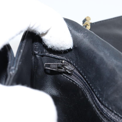 Bally Vintage Chain Shoulder Bag Quilted Leather, BLACK, LEATHER, Shoulder bag