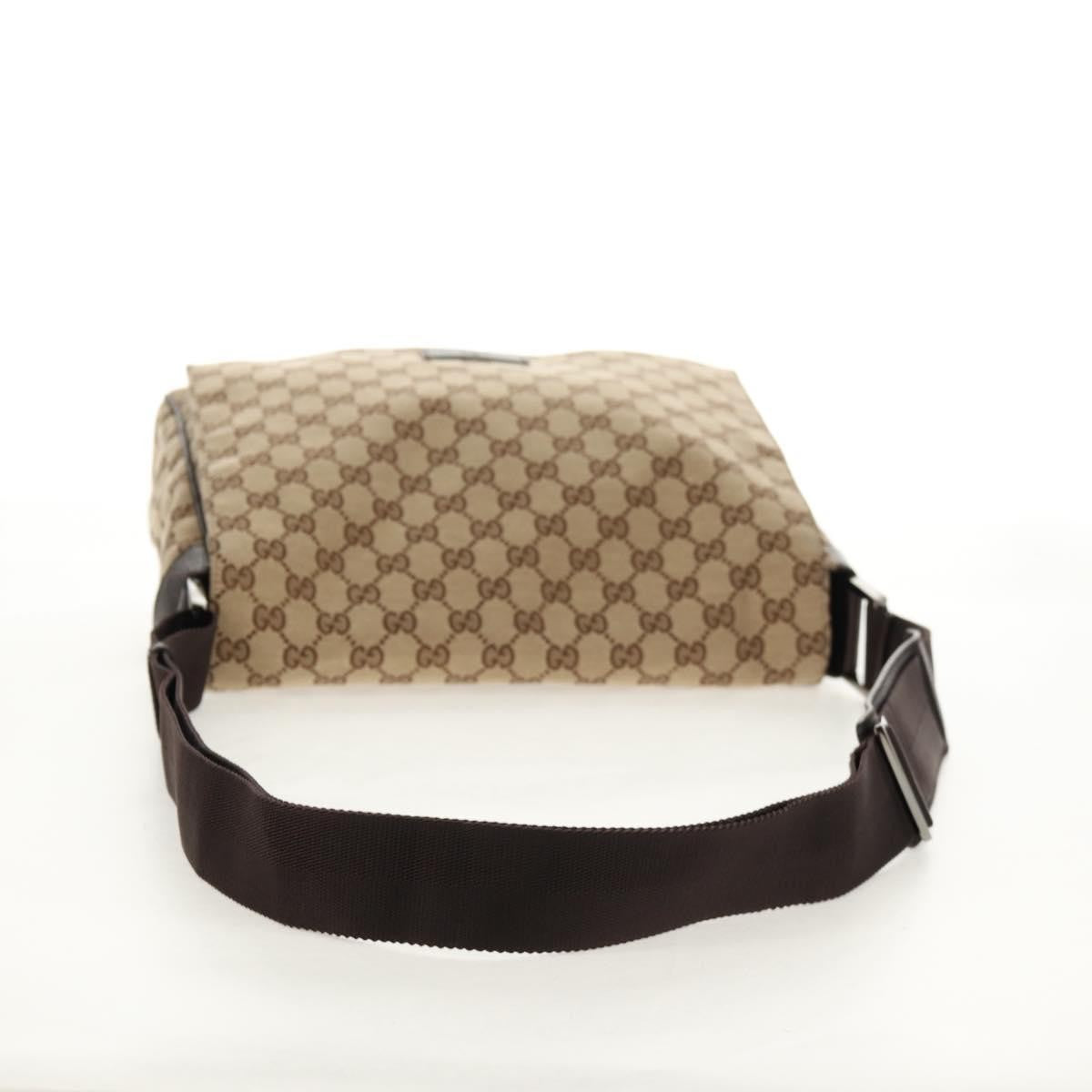 Gucci Flap Messenger GG Canvas, BEIGE, CANVAS, Shoulder bag