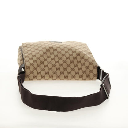 Gucci Flap Messenger GG Canvas, BEIGE, CANVAS, Shoulder bag