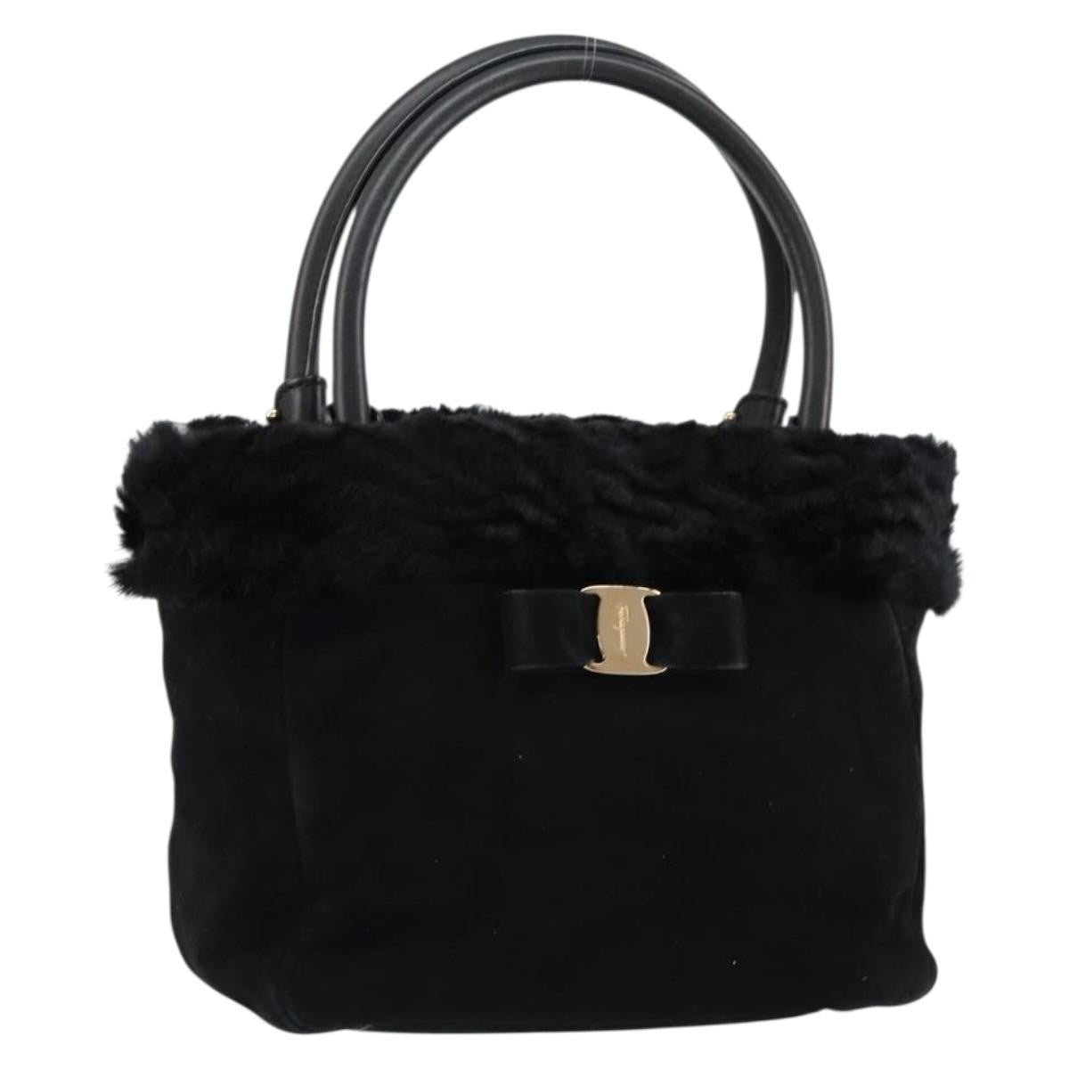 Salvatore Ferragamo Vala Handbag Suede, BLACK, SUEDE, Handbag