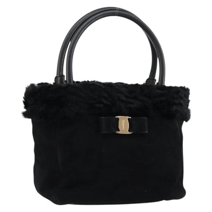 Salvatore Ferragamo Vala Handbag Suede, BLACK, SUEDE, Handbag