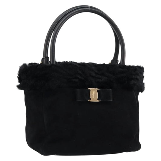 Salvatore Ferragamo Vala Handbag Suede, BLACK, SUEDE, Handbag
