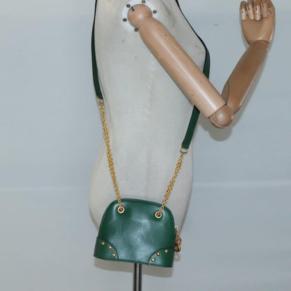 Celine Chain Shoulder Bag Leather, GREEN, LEATHER, Shoulder bag