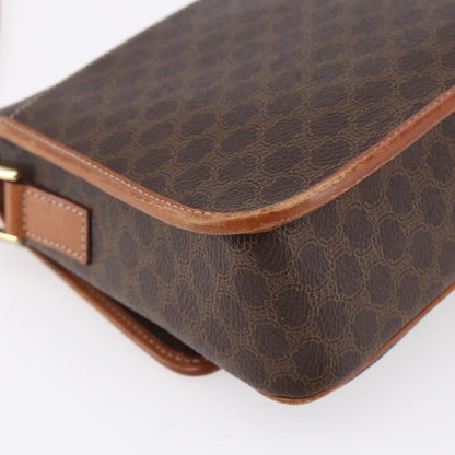 Celine Vintage Macadam Circle Logo Shoulder Bag Canvas and Leather, BROWN, CANVAS, Shoulder bag