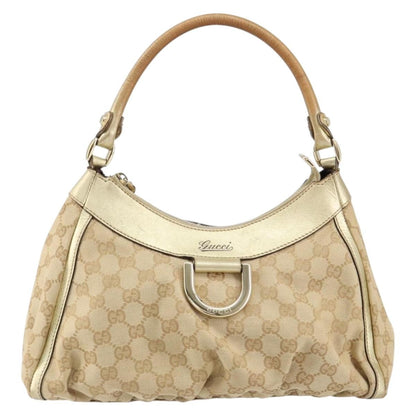 Gucci D Ring Hobo GG Canvas, BEIGE, CANVAS, Handbag