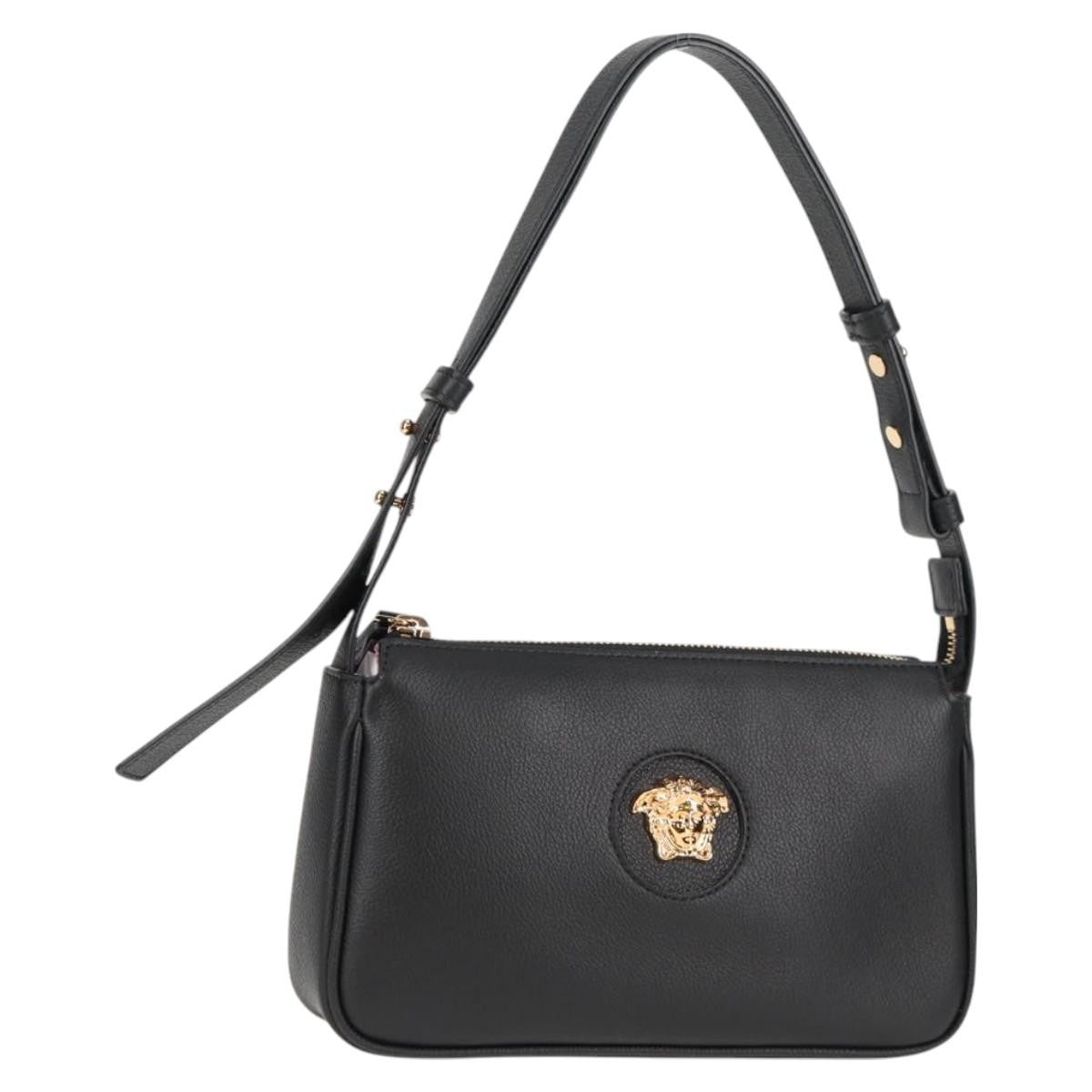 Versace Medusa Shoulder Bag Leather, BLACK, LEATHER, Shoulder bag
