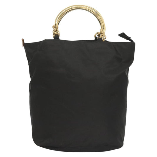 Prada Metal Handles Tote Tessuto, BLACK, NYLON, Handbag